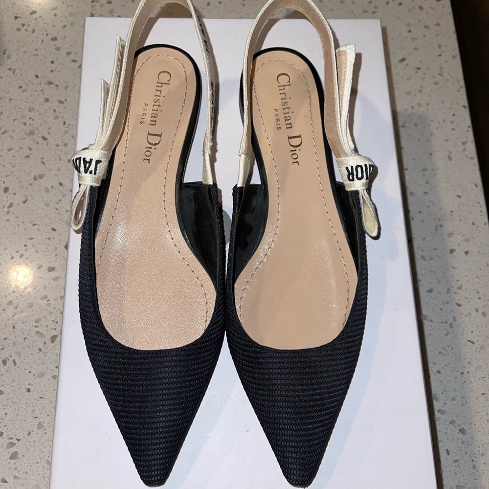 J’adior ballerina in black technical canvas